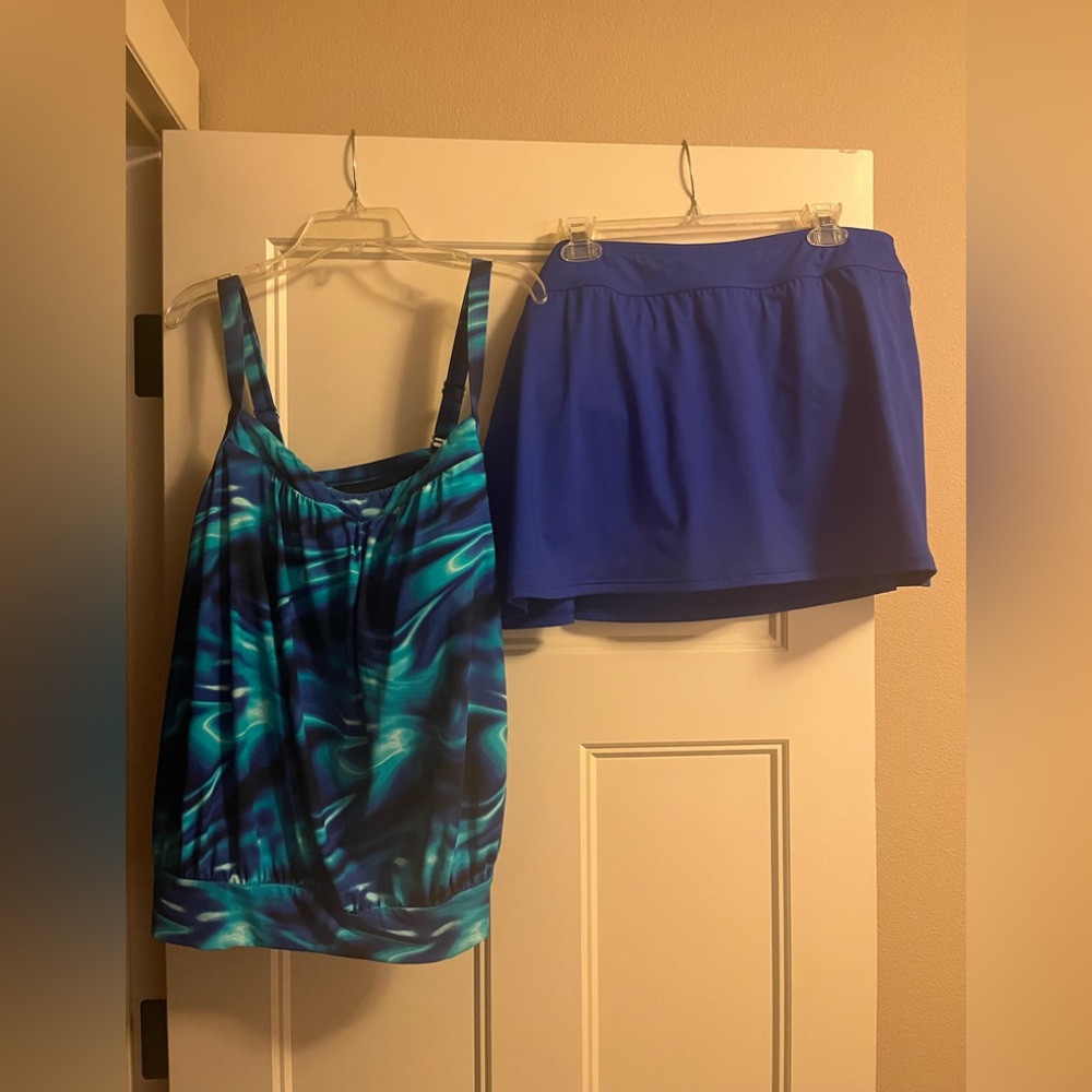 Lands End swim-tank top/swim skirt